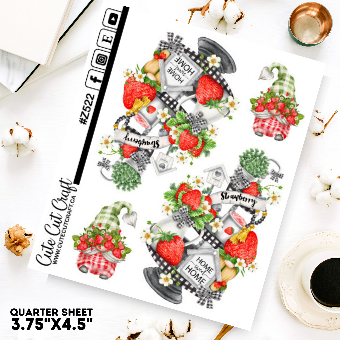 Strawberry Tiered Tray Gnomes
