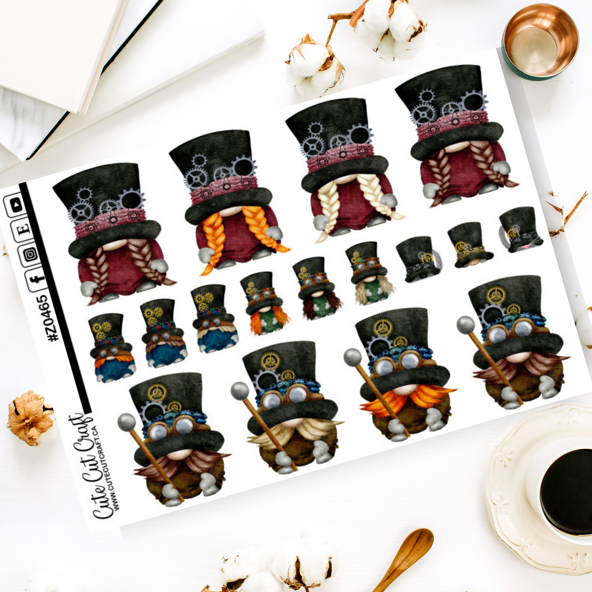 XL Steampunk Gnomes || Deco Sheet