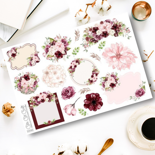 Burgundy Flowers || Decorative Floral Sheet
