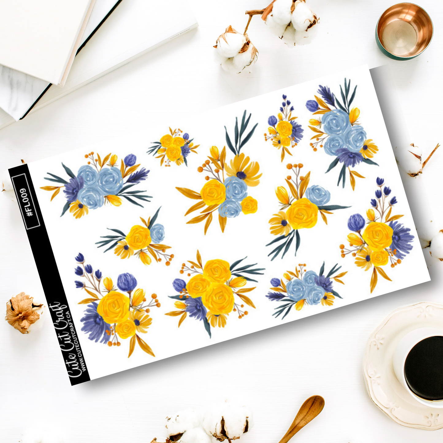 Cheery Yellow Florals || Decorative Foiled Sheet