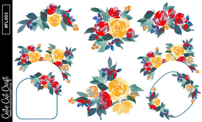 Maroon Bloom Florals || Decorative Foiled Sheet