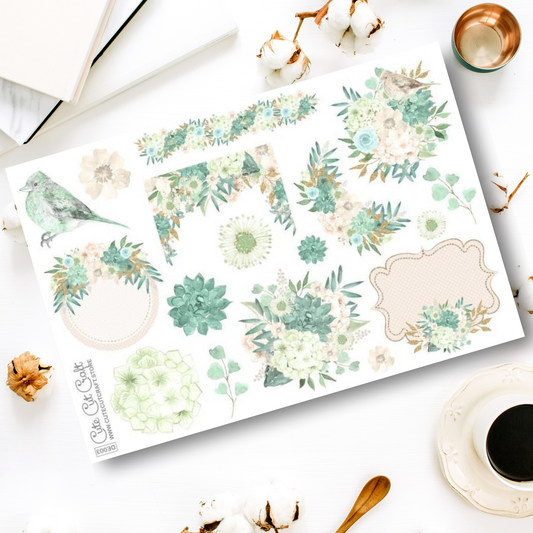 Green Bird || Decorative Floral Sheet