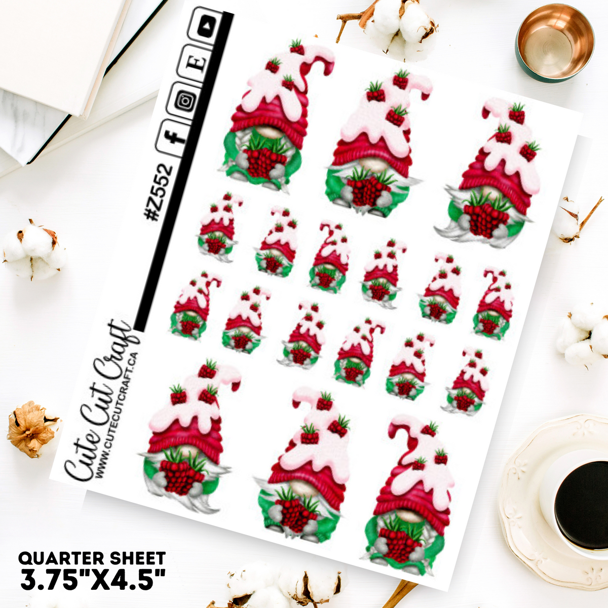 Raspberry Gnomes || Deco Sheet