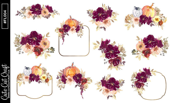 Autumn Pumpkin Florals || Decorative Foiled Sheet
