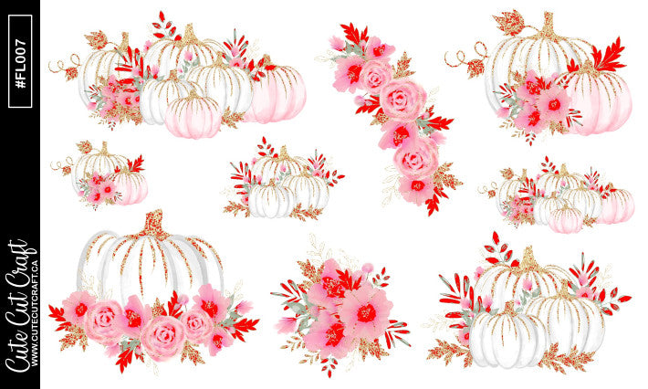 Pink Pumpkin Florals || Decorative Foiled Sheet