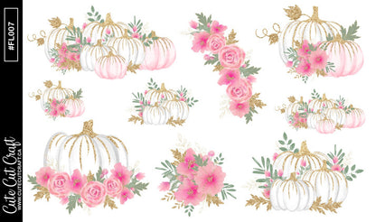 Pink Pumpkin Florals || Decorative Foiled Sheet
