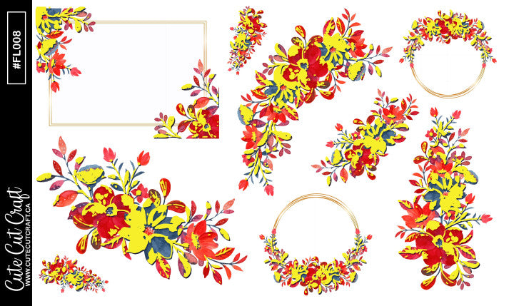 Winter Reds Florals || Decorative Foiled Sheet