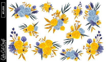 Cheery Yellow Florals || Decorative Foiled Sheet