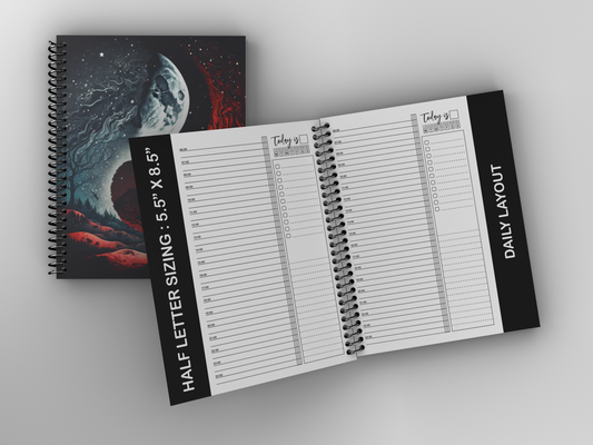 Fantasy Moon Daily 6 Month || Half Letter Planner