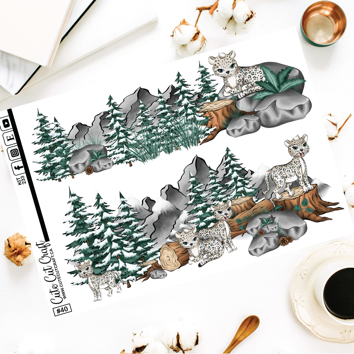 Snow Leopard #233 || XL Deco Sheet