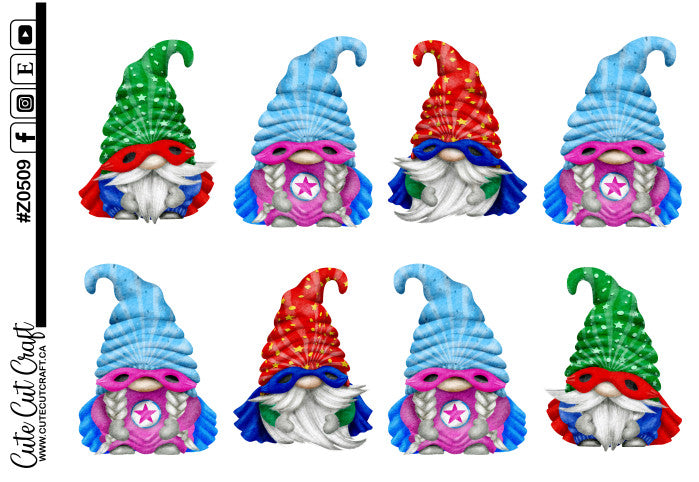 XL Superhero Gnomes || Deco Sheet
