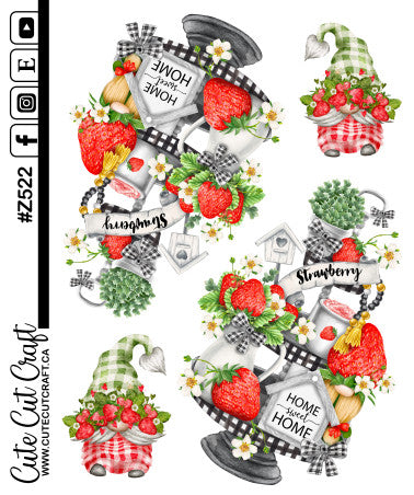 Strawberry Tiered Tray Gnomes