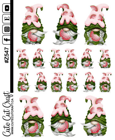 Watermelon Gnomes || Deco Sheet